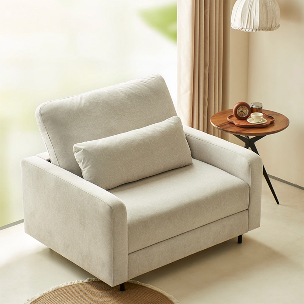 41.3'' Modern Single Sofa Bed with Mattress Fabric Pull Out Sleeper Chair Convertible Armchair with Metal Frame