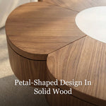 Load image into Gallery viewer, Modern Flower Shape Coffee Table Set with Storage Wooden Center Table and Matching Side Table
