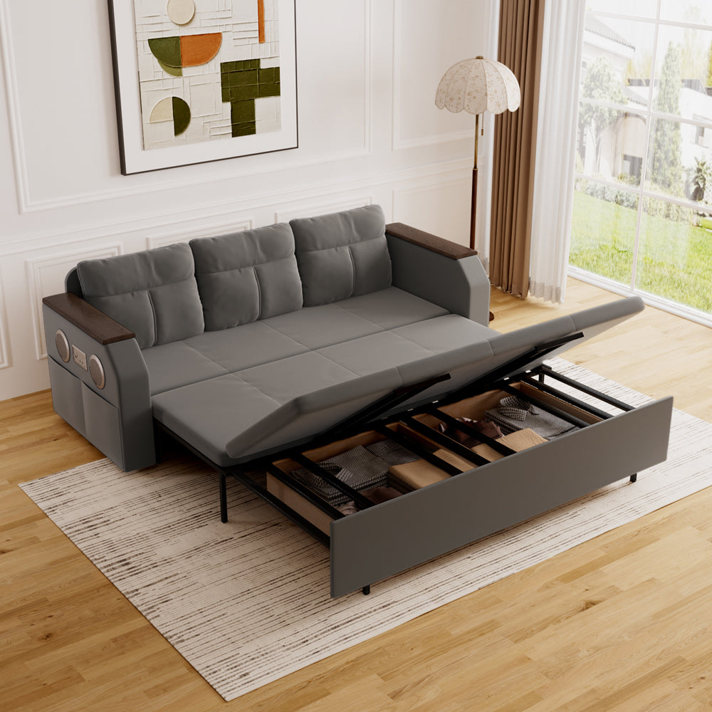 83'' Modern Convertible Sofa Bed with Storage Contemporary Upholstered Sleeper Sofa