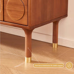Load image into Gallery viewer, 78&quot; Retro TV Stand Carved Geometric Pattern Solid Wood Cabinet Brass-Tipped Legs
