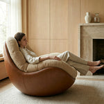 Load image into Gallery viewer, Modern Curved Lounge Chair Upholstered Comfort Accent Chair with Leather Base
