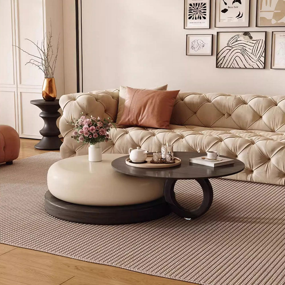 Round Artistic Coffee Table Sculptural Geometry Tiered Design Modern