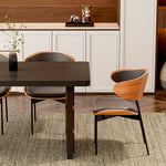 Load image into Gallery viewer, 54.6″/62.4″ Dining Table Solid Wood Artistic Geometric Base Two-Tone Contrast
