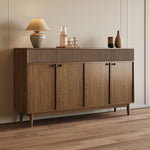 Load image into Gallery viewer, 59'' Modern Wooden Sideboard with Fluted Detail Minimalist Storage Cabinet
