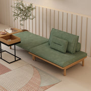 Stylish Minimalist Green Lounge Sofa Wooden Frame