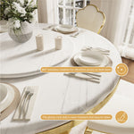 Load image into Gallery viewer, Round Dining Table with Lazy Susa Ceramic Top Gold Metal Base for 4-6 People
