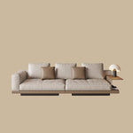 Load image into Gallery viewer, Modern Low-Profile Leather Sofa with Integrated Side Shelf
