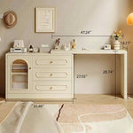 Load image into Gallery viewer, Modern Cream Vanity Desk with Storage Drawers

