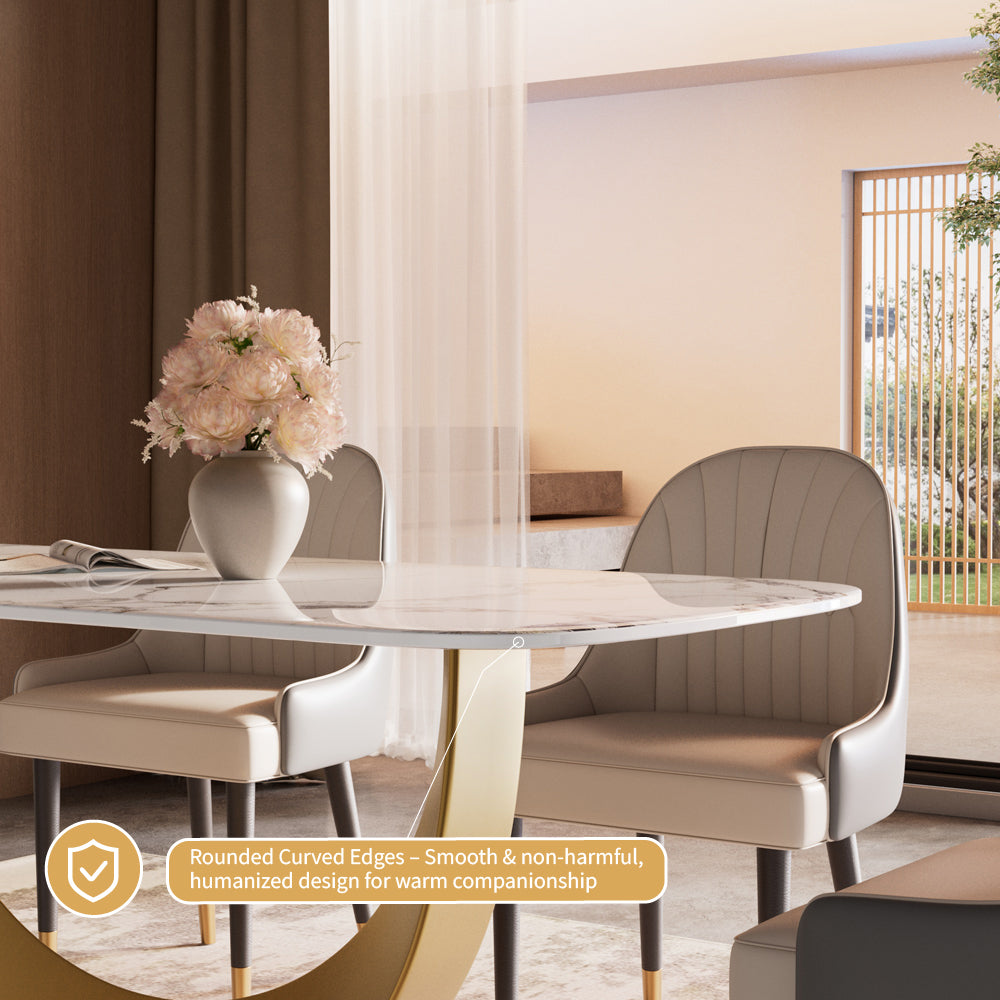 Square Dining Table Contemporary U-Shaped Metal Base Perfect for 4-6 People
