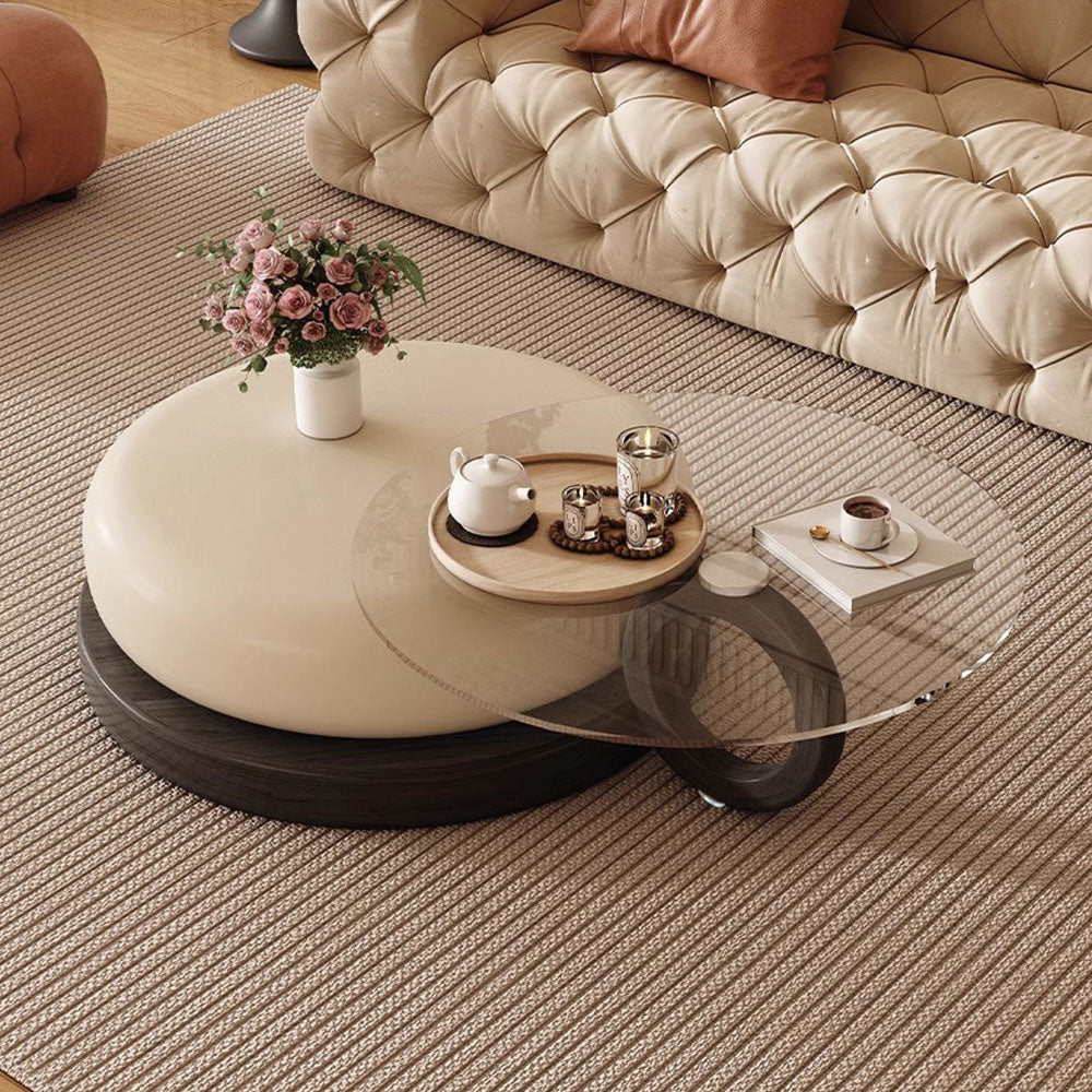 Round Artistic Coffee Table Sculptural Geometry Tiered Design Modern