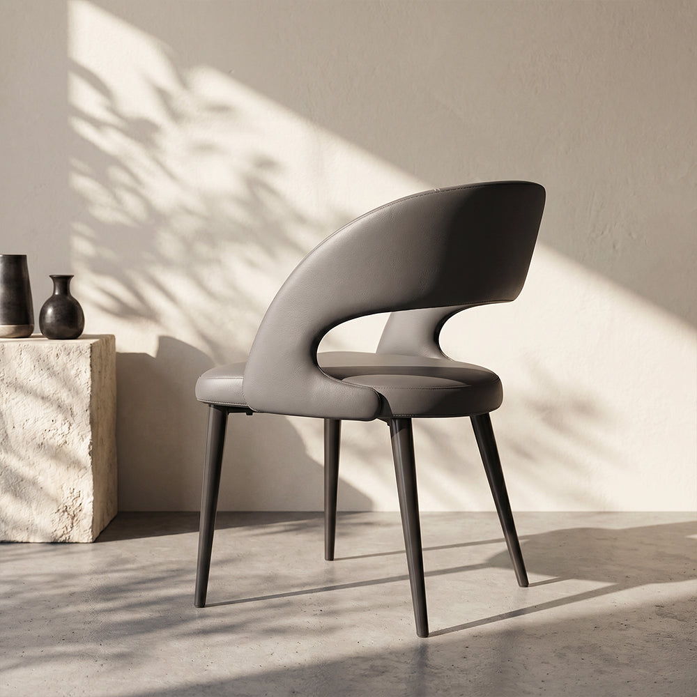 Matte Black Carbon Steel Leg Two Tone Faux Leather Dining Side Chair 1 Piece