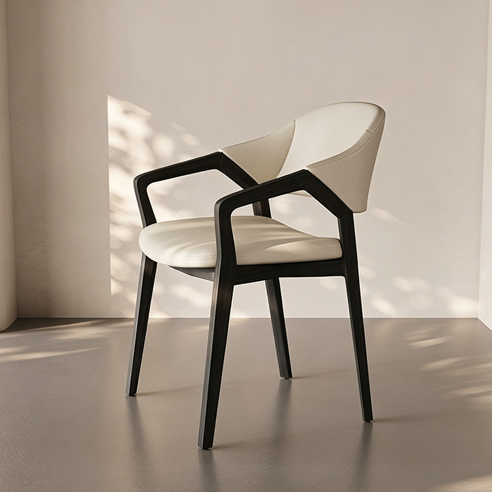 Set of 2 Modern Wooden Dining Chair with Upholstered Seat Mid Century Armchair Solid Wood Frame Minimalist Design