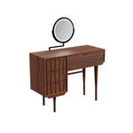 Load image into Gallery viewer, 39&#39;&#39;Walnut Dressing Table Round Mirror Multi-Drawer Storage Design
