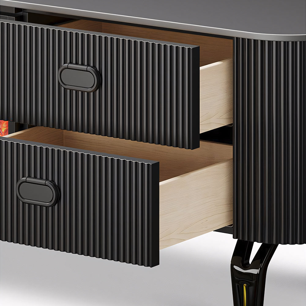 Modern Black Electric Fireplace TV Stand for 65 to 85-inch TVs
