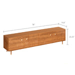 Load image into Gallery viewer, 78&quot; Retro TV Stand Carved Geometric Pattern Solid Wood Cabinet Brass-Tipped Legs Storage Sideboard

