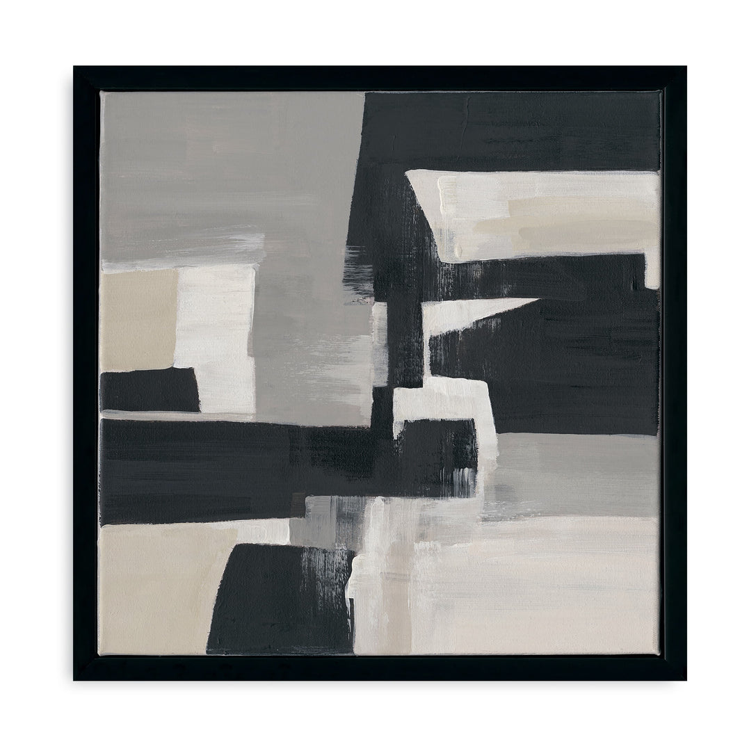 Original hand-painted minimalist abstract, calm tones and geometry creating an artistic ambience.