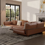 Load image into Gallery viewer, 110" Modern 4-Seater Leather Sofa Luxury Comfort with High-Density Foam Solid Wood Frame &amp; Brushed Stainless-Steel Accents
