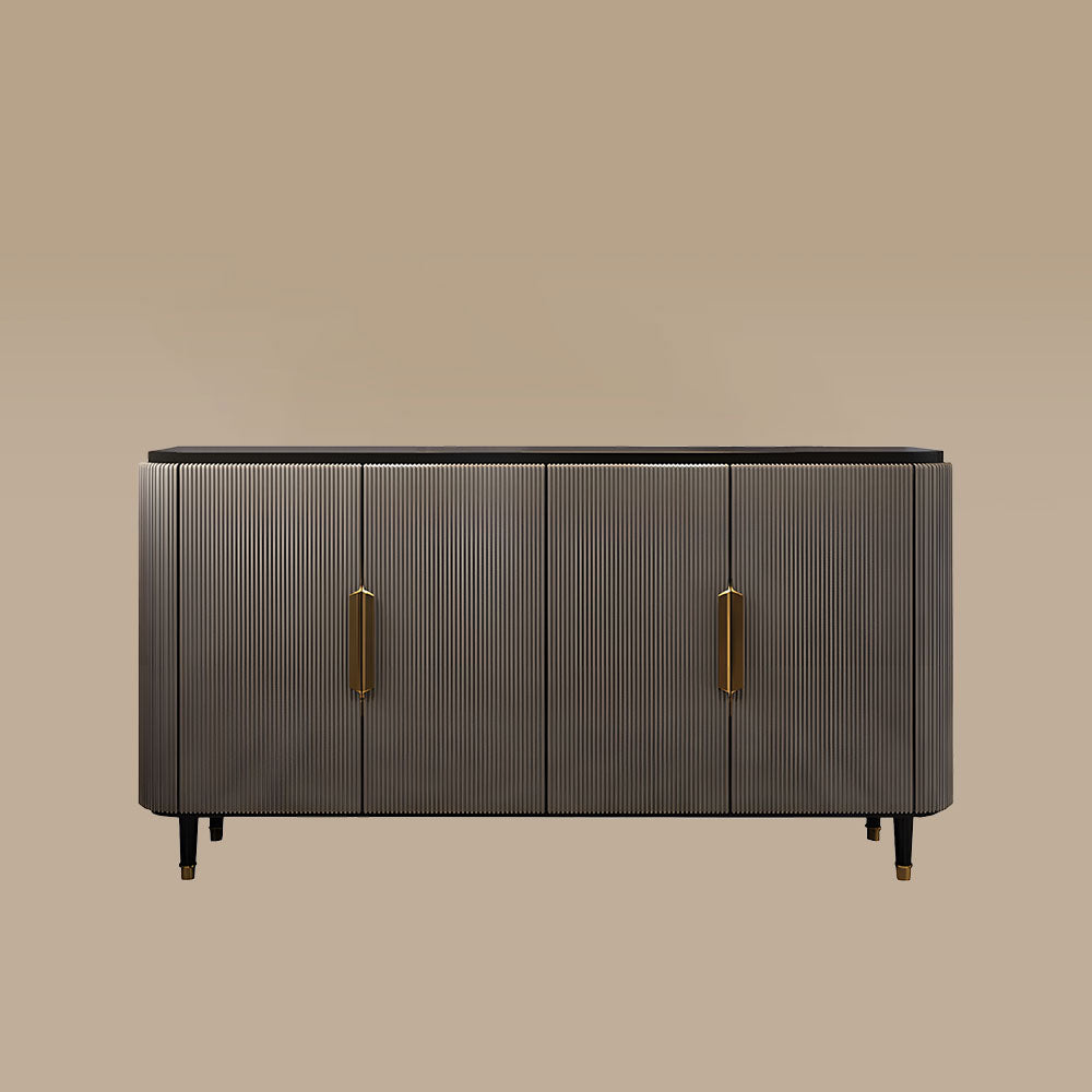 62.4'' Modern Luxury Elegant Gray and Gold Sideboard with Adjustable Shelves