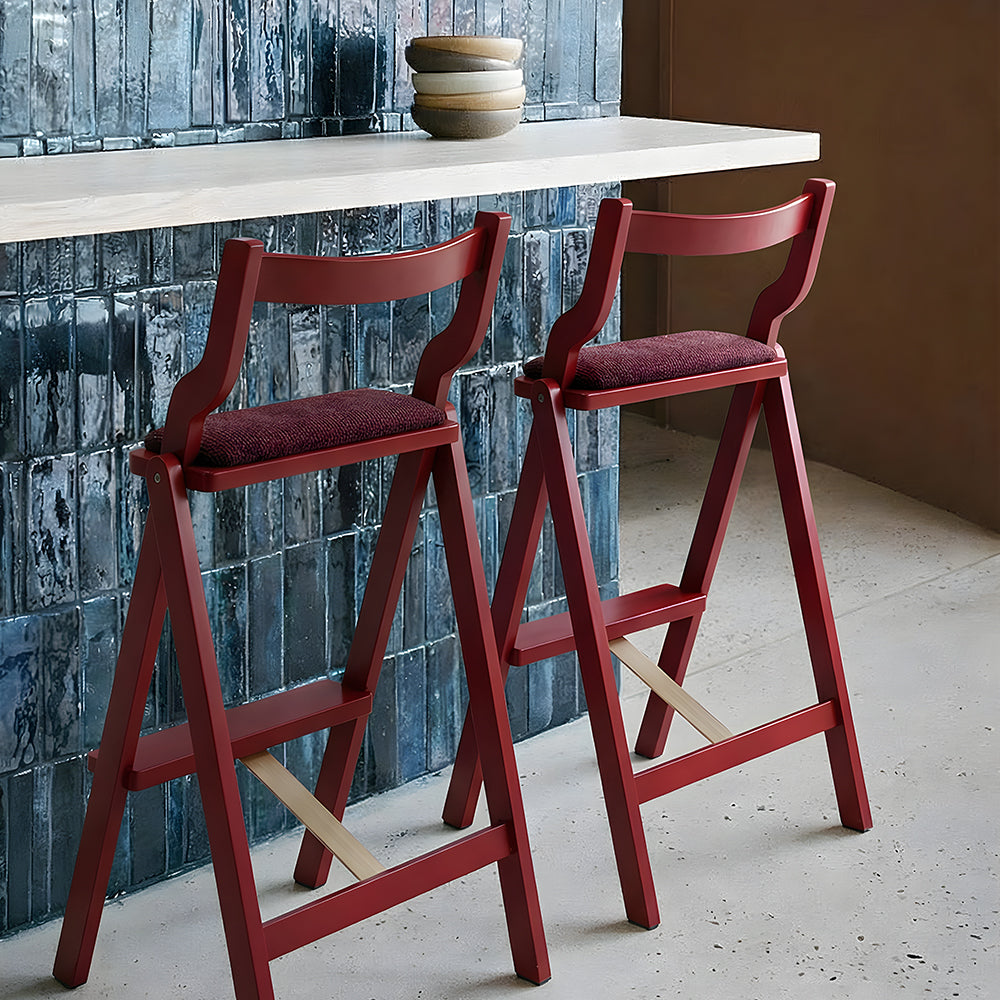 Modern Minimalist Counter Stool Solid Wood Bar Chair with Upholstered Seat 1 Piece