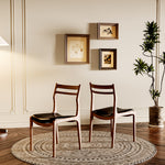 Load image into Gallery viewer, 2PCS Wooden Dining Chair Ergonomic Backrest Minimalist Design Soft Leather Seat
