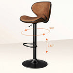 Load image into Gallery viewer, Modern Adjustable Swivel Bar Stool Brown Faux Leather Seat Black Metal Base Counter Height Bar Chair 1 Piece
