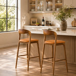 Load image into Gallery viewer, Modern Solid Wood Bar Stool with Curved Backrest Upholstered Counter Chair 1 Piece
