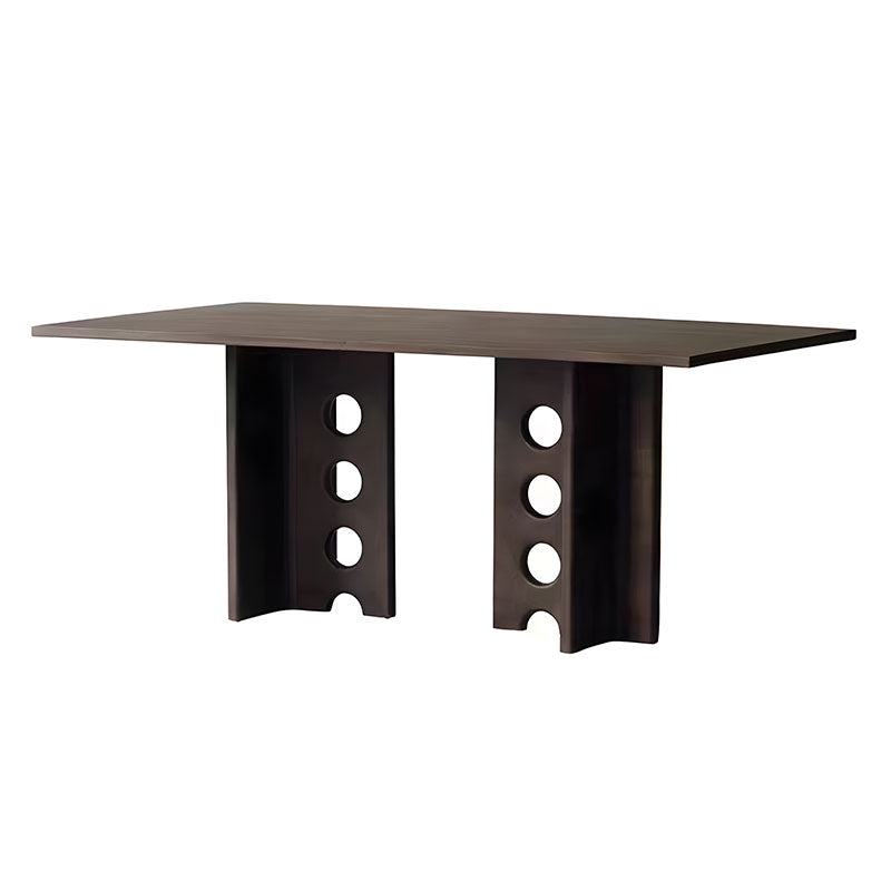 Rectangular Dining Table Solid Wood Walnut Veneer Base Scratch Resistant Sintered Stone Top Modern Elegant Design