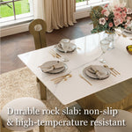 Load image into Gallery viewer, 62.9''/70.8'' Modern Marble-Effect Dining Table with Sculptural Wood Base
