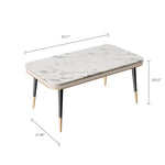 Load image into Gallery viewer, 55.11&quot; Dining Table Modern Marble Texture Top Gold-Tipped Legs Elegant Dining Room Furniture

