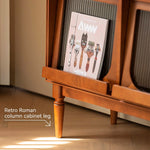 Load image into Gallery viewer, 31.5'' Modern Vintage Storage Cabinet Solid Wood Display Cabinet with Fluted Glass Doors and Shelves
