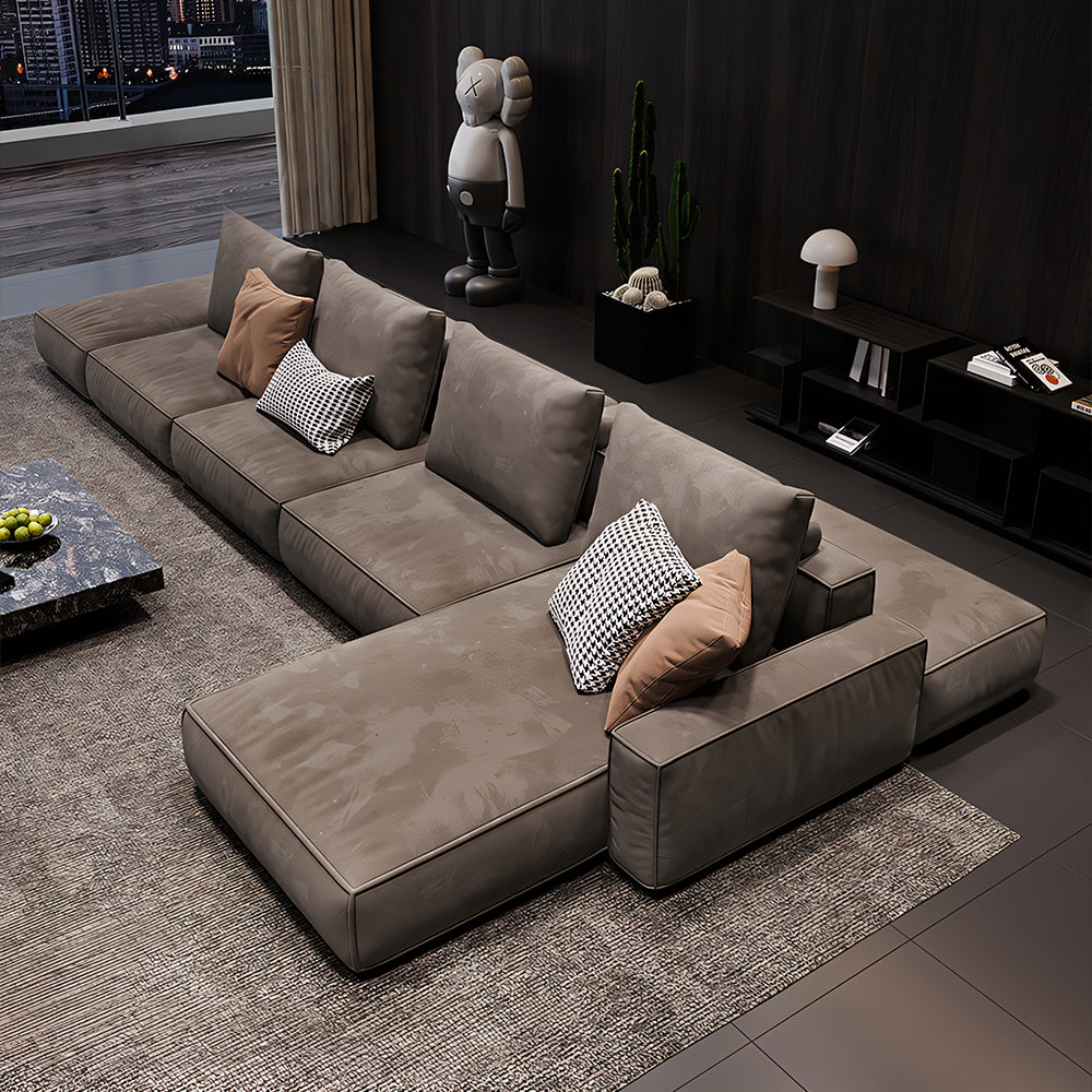 Modern Modular Sectional Sofa with Oversized Chaise and Deep Seat Lounge Design