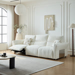 Load image into Gallery viewer, 106.2'' Modern Electric Reclining Sofa Cream Fabric Power Sofa with Adjustable Footrest and Wide Armrests
