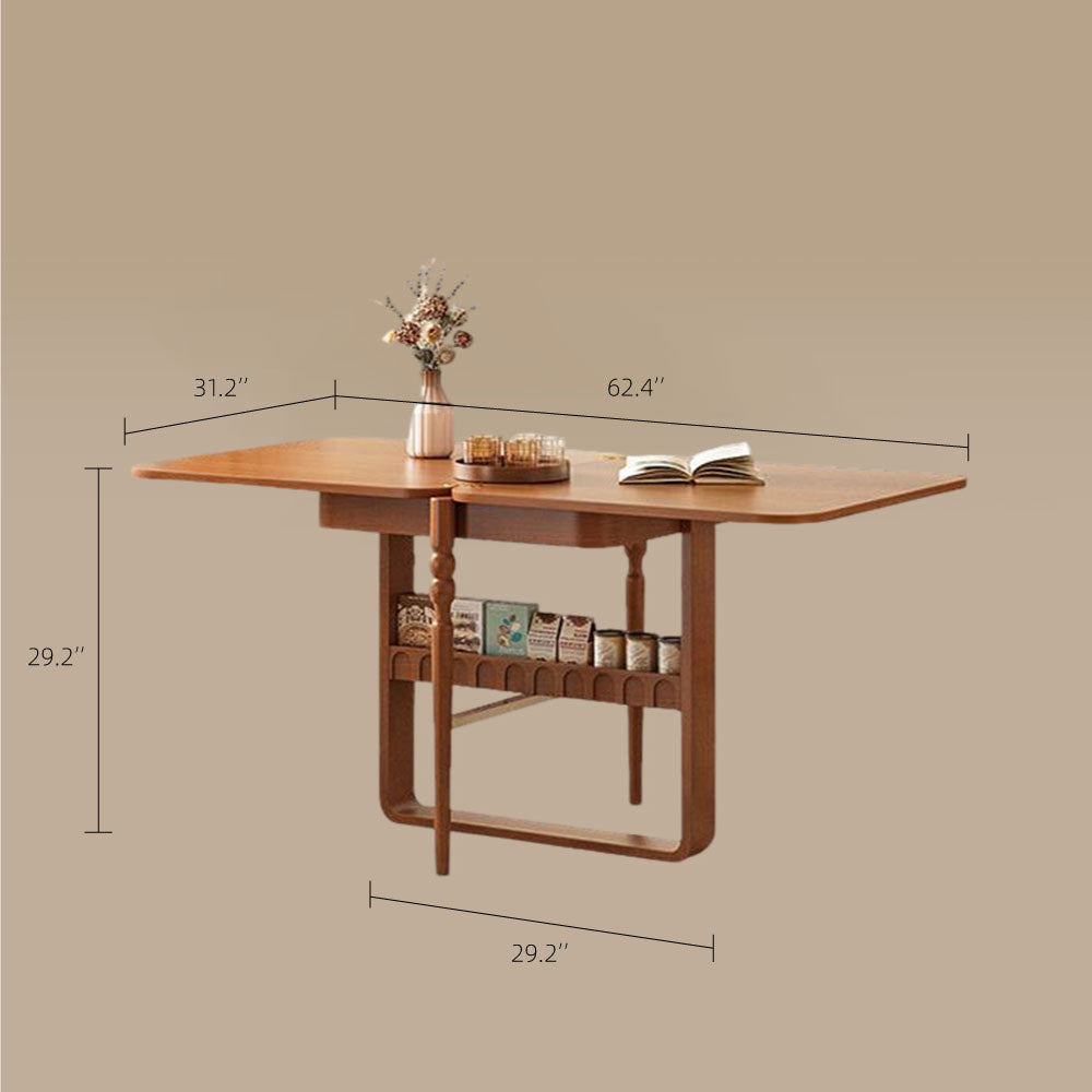 Extendable Dining Table Built-in Storage Rounded Tall Legs
