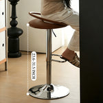 Load image into Gallery viewer, Modern Swivel Adjustable Bar Stool Set of 2 Brown Upholstered Seats Stainless Steel Base
