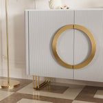 Load image into Gallery viewer, 62.4" Sleek Modern White and Gold Buffet Cabinet with Circular Accents
