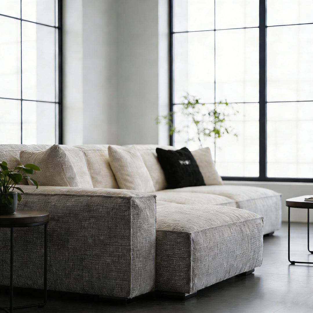 Modern Oversized Sectional Sofa with Deep Seat Chaise and Textured Upholstery
