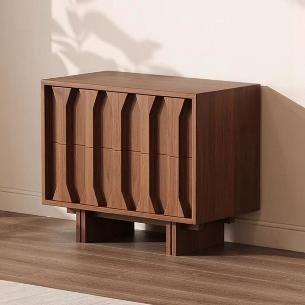 47.2'' Modern Wood Coffee Table with Sculpted Panel Design