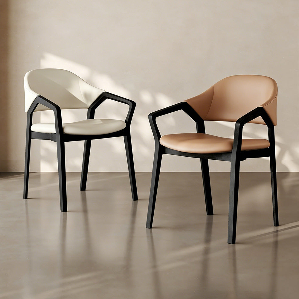Set of 2 Modern Wooden Dining Chair with Upholstered Seat Mid Century Armchair Solid Wood Frame Minimalist Design