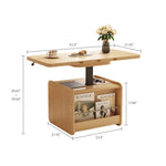 Load image into Gallery viewer, 42.9&#39;&#39; Height Adjustable Side Table with Magazine Rack Solid Wood Finish Lift-Top Function Space-Saving Design
