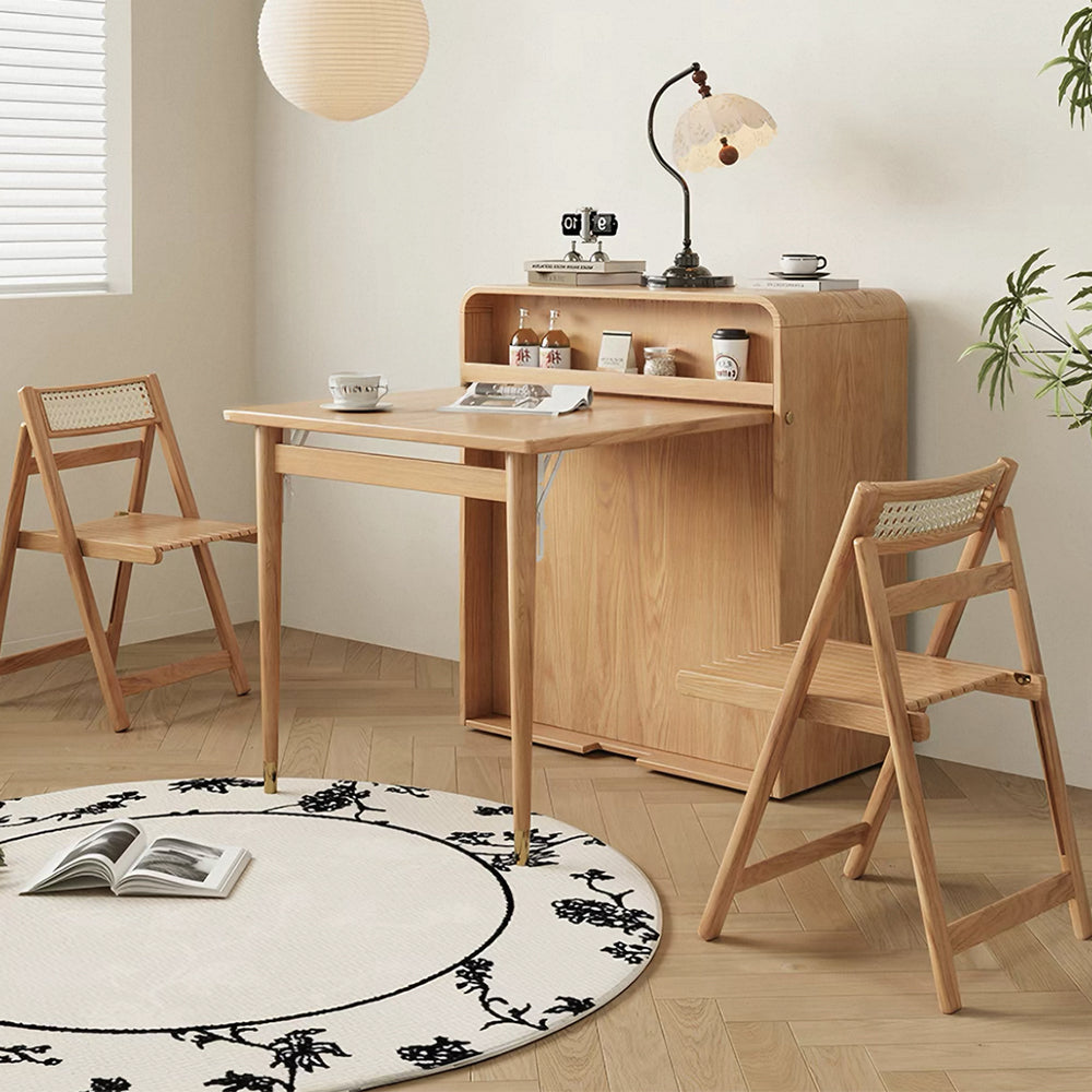 Modern Space Saving Foldable Dining Table with Hidden Pull Out Bed Wood Convertible Table Bed Combo Multifunction Furniture