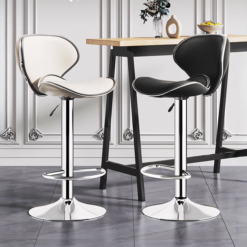 Modern Adjustable Swivel Bar Stool Upholstered Faux Leather Seat Height Adjustable 1 Piece