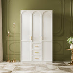 Load image into Gallery viewer, Modern Elegance 3-Door White Wardrobe with Drawers Multi-Section Storage with Drawers and Hanging Space
