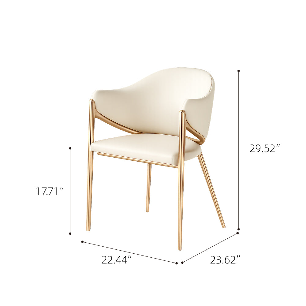 Modern Bouclé Dining Chair with Gold Metal Frame and Curved Backrest 1 Piece