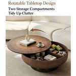 Load image into Gallery viewer, Modern Round Walnut Coffee Table Radial Veneer Design Metal Base
