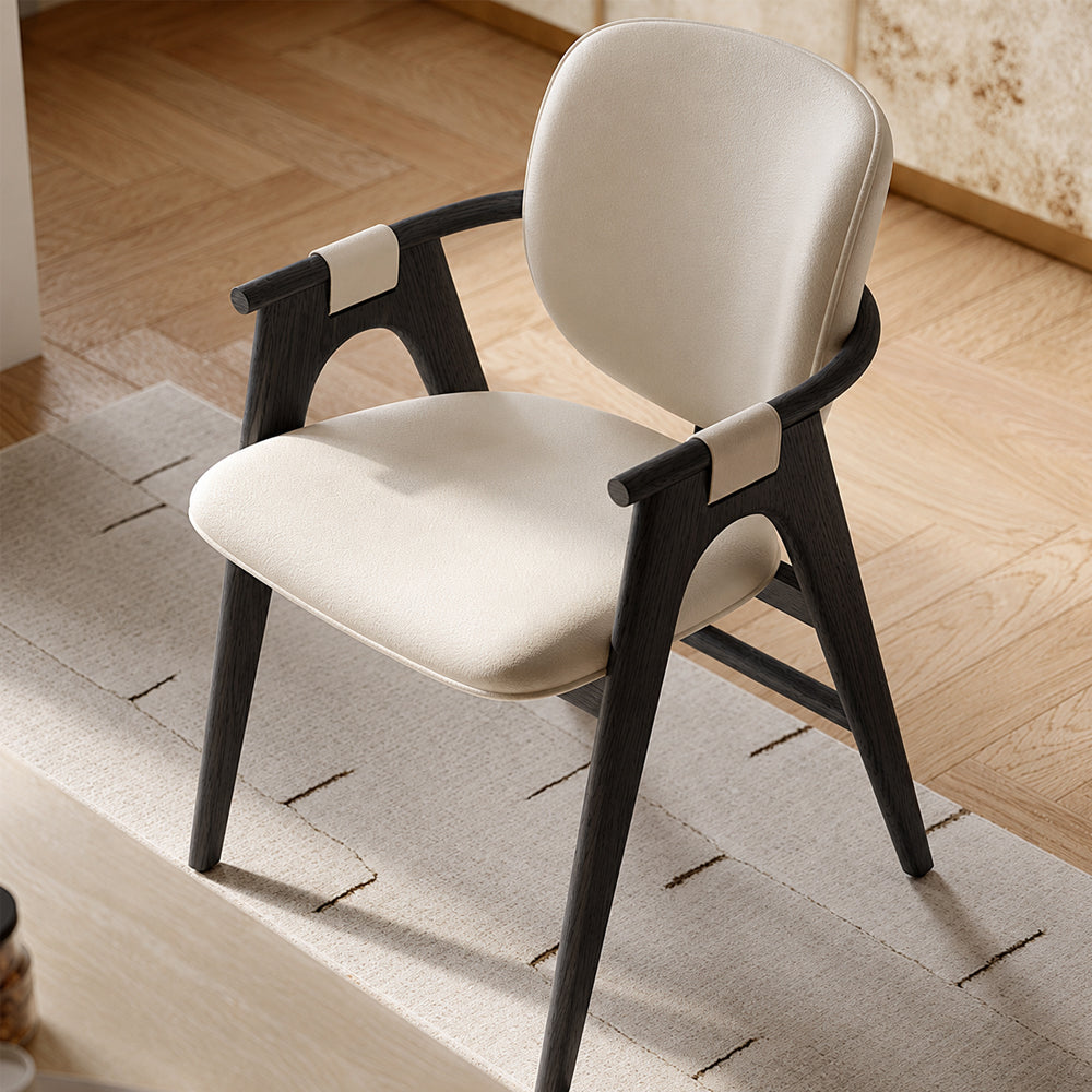 Modern Upholstered Dining Chair with Solid Wood Frame and Armrests 1 Piece