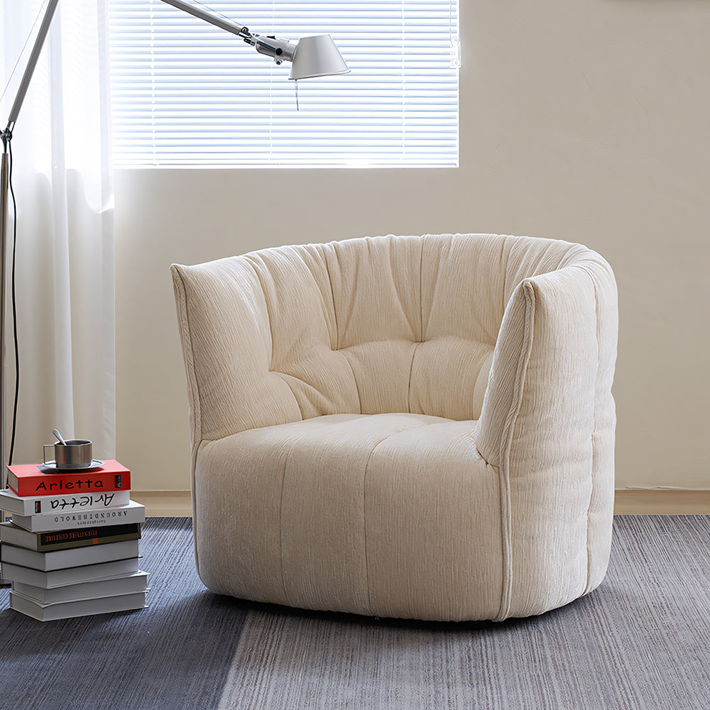 Modern Curved Lounge Chair Soft Upholstered Accent Chair Deep Seat Minimalist Armchair