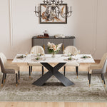 Load image into Gallery viewer, Modern Luxe Dining Suite Elegant White Extendable Table &amp; Gray-Gold Sideboard Set
