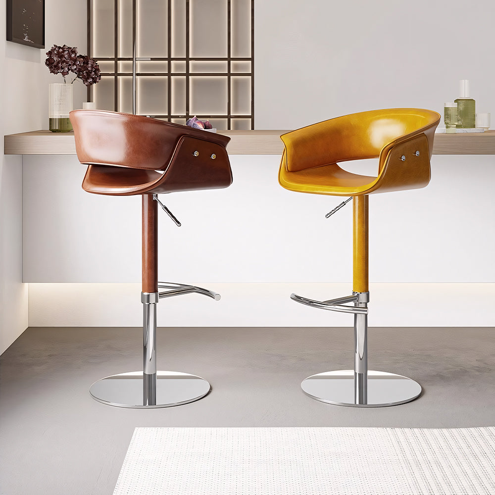 Modern Adjustable Swivel Bar Stool PU Leather Seat Gas Lift Height Adjustable Counter Bar Chair 1 Piece