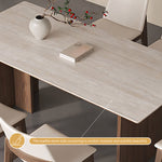 Load image into Gallery viewer, Rectangular Dining Table Solid Wood Legs Walnut Veneer Base Sintered Stone Top Modern Design
