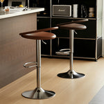 Load image into Gallery viewer, Modern Swivel Adjustable Bar Stool Set of 2 Brown Upholstered Seats Stainless Steel Base
